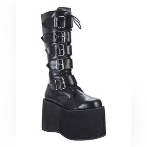 Demonia by Pleaser Mega Platform Buckle Knee-High Boots - Women